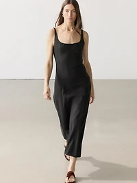 Strappy linen midi dress