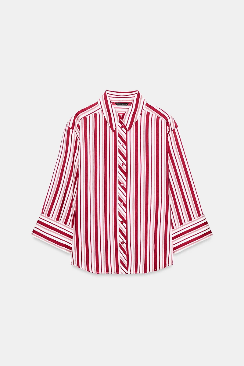 STRIPED TURN-UP SLEEVE SHIRT