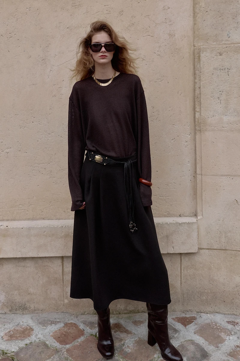 JUPE MI-LONGUE CRÊPE CAPE