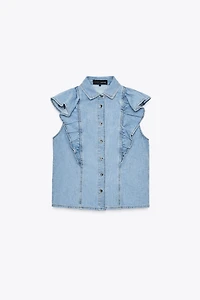 Z1975 DENIM RUFFLE SHIRT