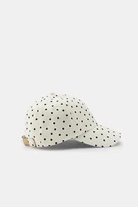 POLKA DOT HEART EMBROIDERED TWILL CAP