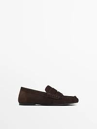 Split suede leather loafers