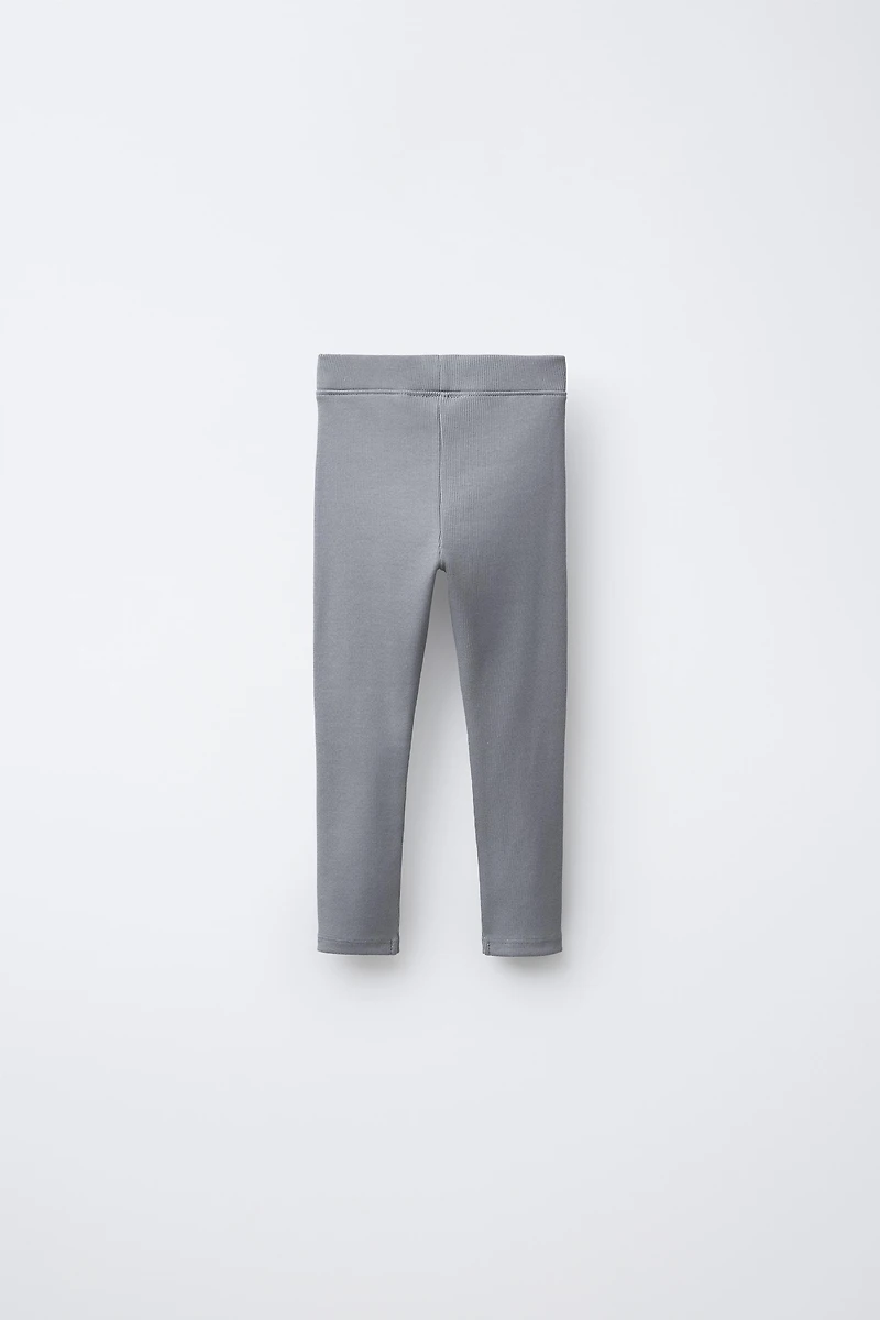 RIBBED LEGGINGS WITH LABEL