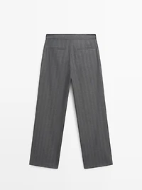 Darted pinstripe trousers