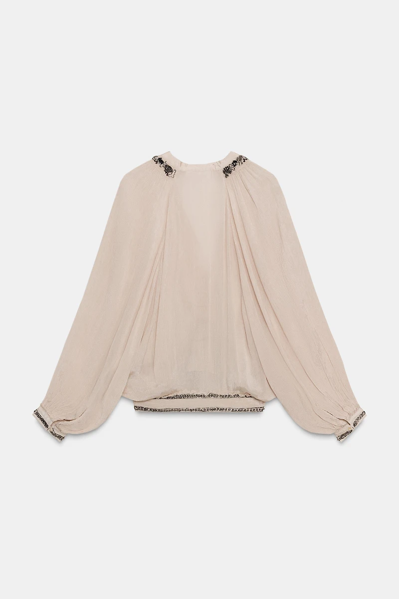 BEADED SASH BLOUSE ZW COLLECTION