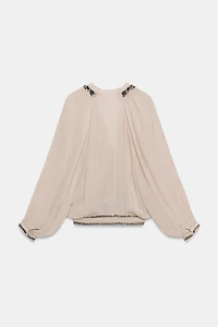 BEADED SASH BLOUSE ZW COLLECTION