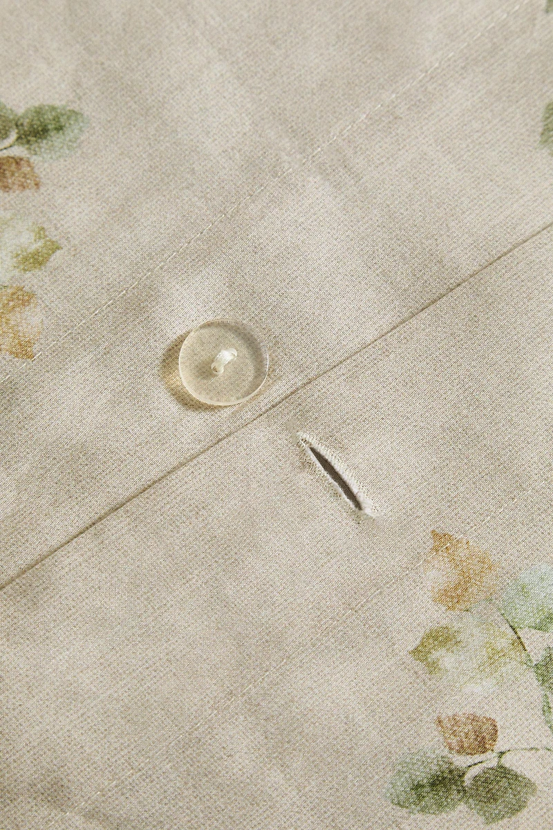 HOUSSE DE COUETTE SATIN IMPRIMÉ FEUILLES