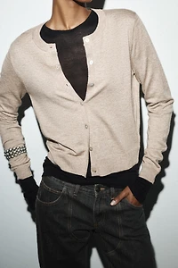 LONG SLEEVE WOOL BLEND CARDIGAN