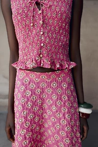 SMOCKED PRINT TOP