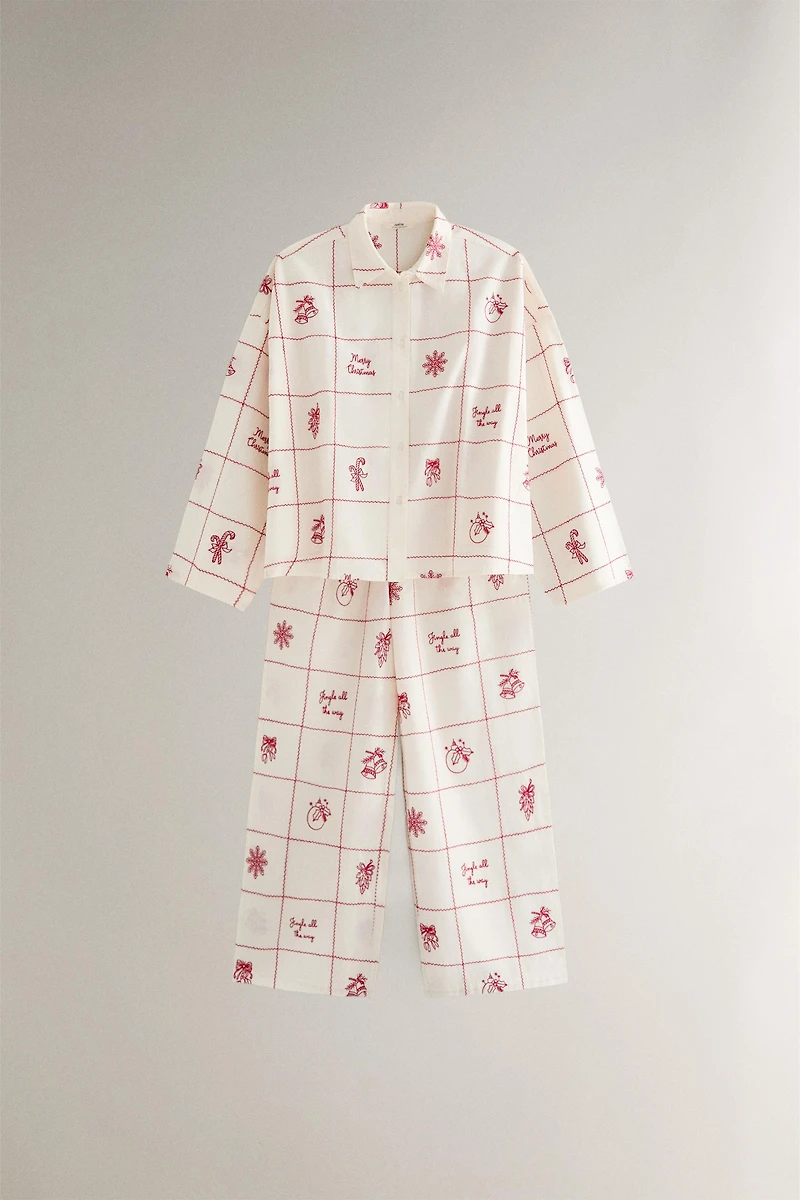 CHEMISE À CARREAUX BRODÉE NOËL