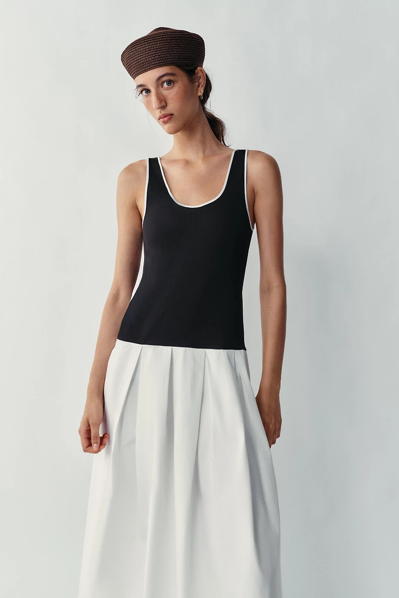 ROBE MI-LONGUE BIMATIÈRE EN POPELINE