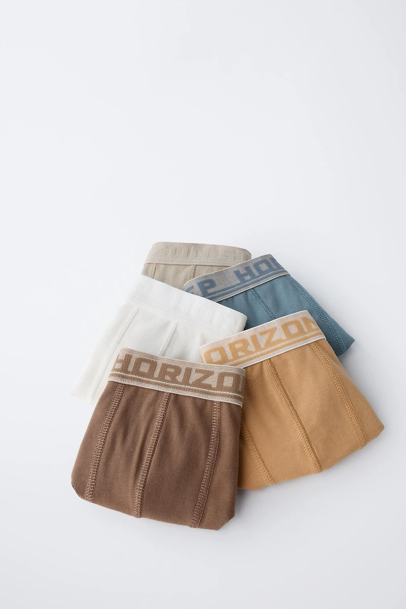 6-14 YEARS/FIVE-PACK OF EMBOSSED TEXT BOXERS