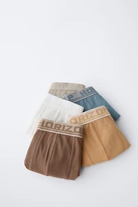 6-14 YEARS/FIVE-PACK OF EMBOSSED TEXT BOXERS