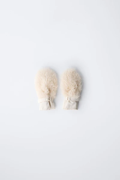 CURLY FAUX FUR MITTENS SKI COLLECTION