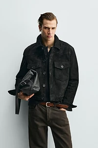 BLOUSON COURT EN DAIM