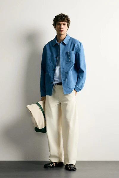 WASHED REGULAR FIT POCKET OVERSHIRT