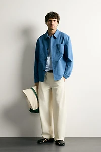 WASHED REGULAR FIT POCKET OVERSHIRT