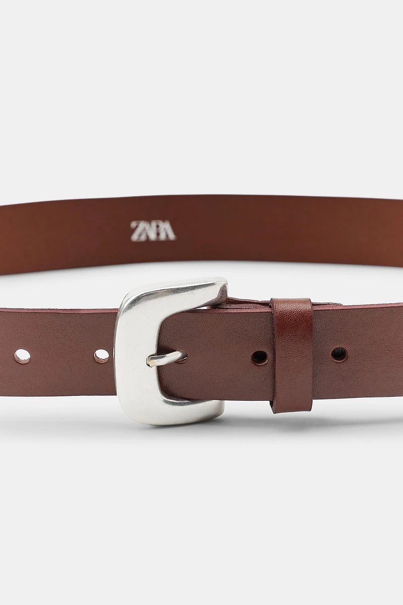 100% LEATHER BELT WITH METAL BUCKLE