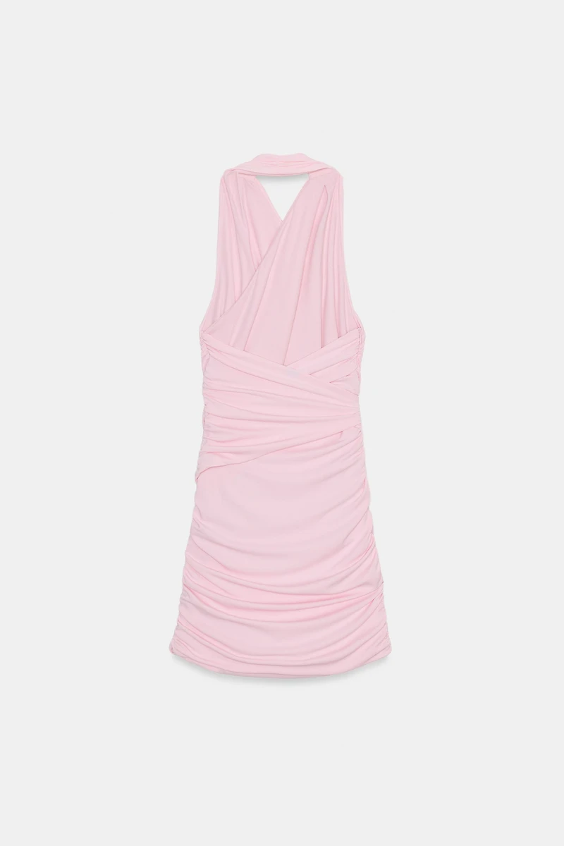 DRAPED HALTER MINI DRESS