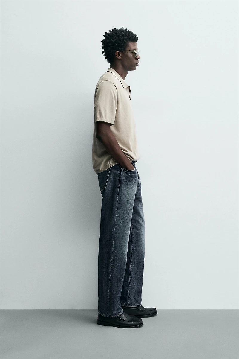 CONTRAST RIB KNIT POLO SHIRT