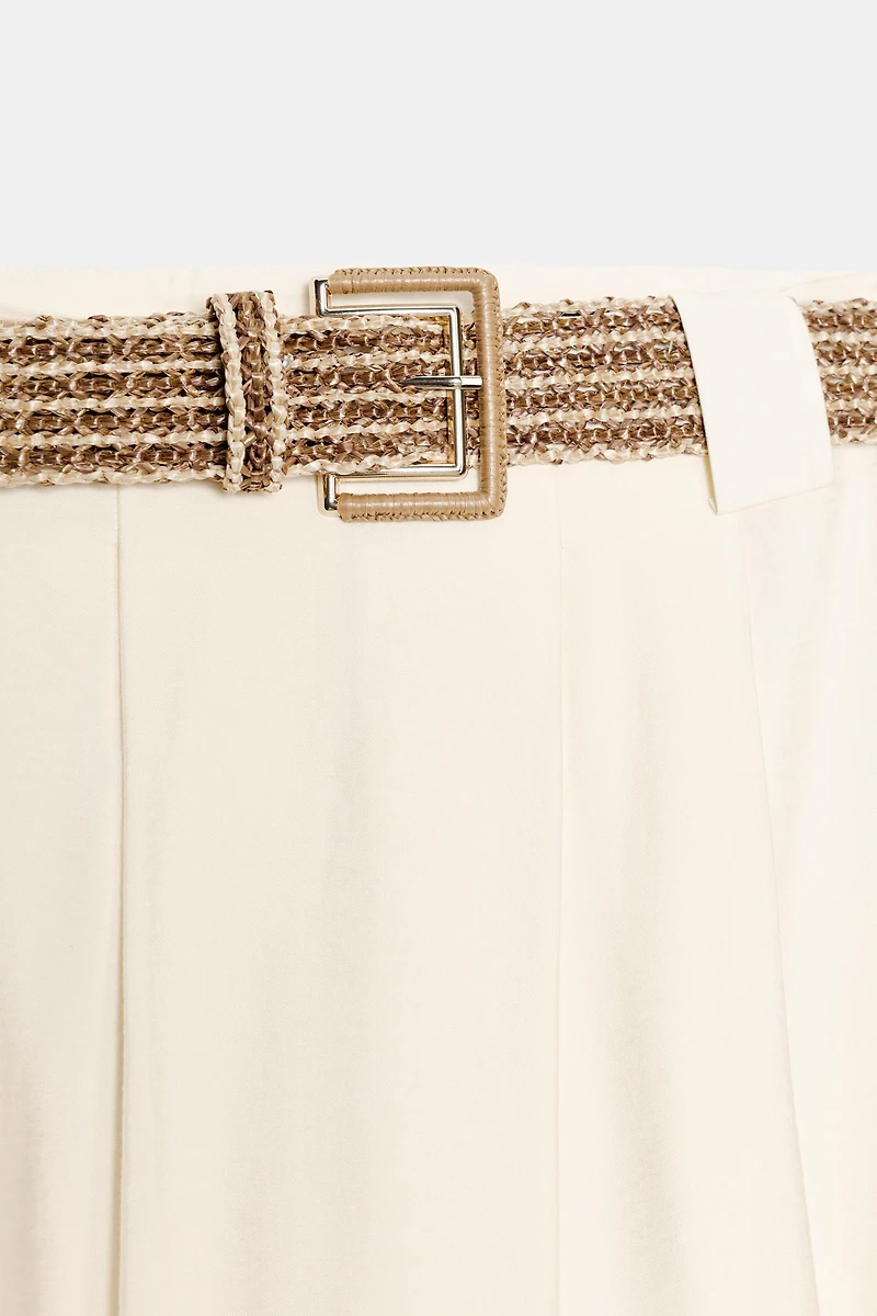 BRAIDED BELT MIDI SKIRT