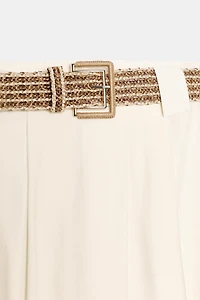 BRAIDED BELT MIDI SKIRT