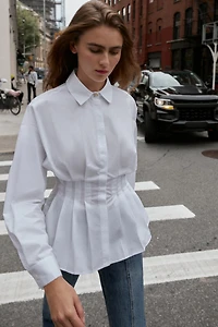 PLEATED POPLIN SHIRT