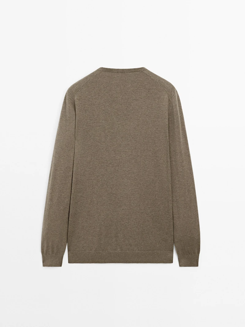 Long sleeve cotton knit sweater