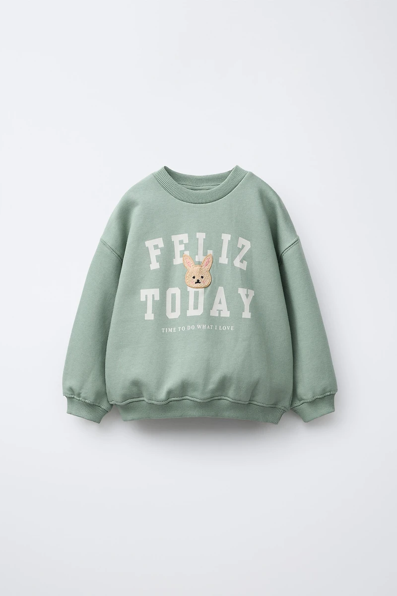 VARSITY TERRY PATCH APPLIQUÉ SWEATSHIRT