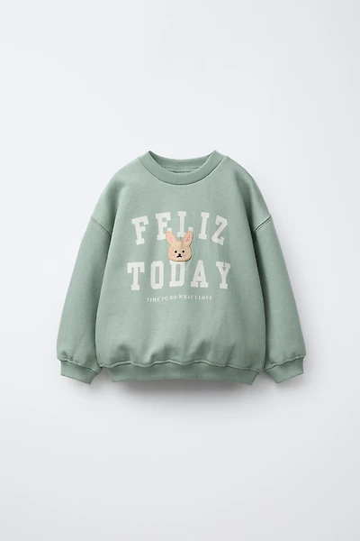 VARSITY TERRY PATCH APPLIQUÉ SWEATSHIRT