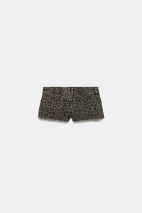 TRF ANIMAL PRINT MINI DENIM SHORTS