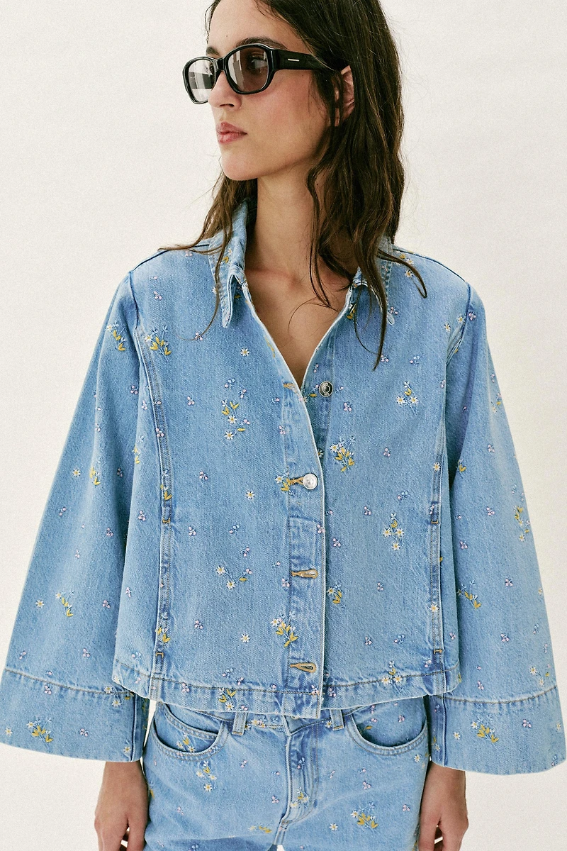 Z1975 EMBROIDERED FLORAL DENIM JACKET SET