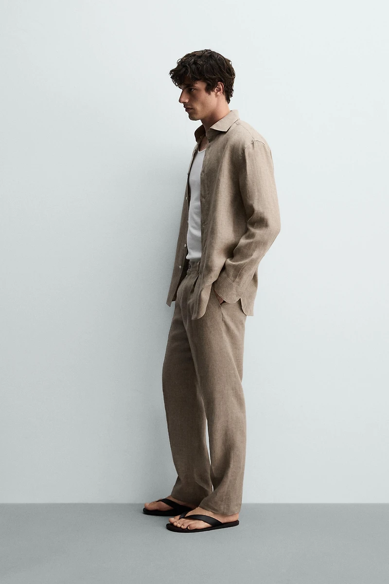 REGULAR FIT 100% LINEN SHIRT