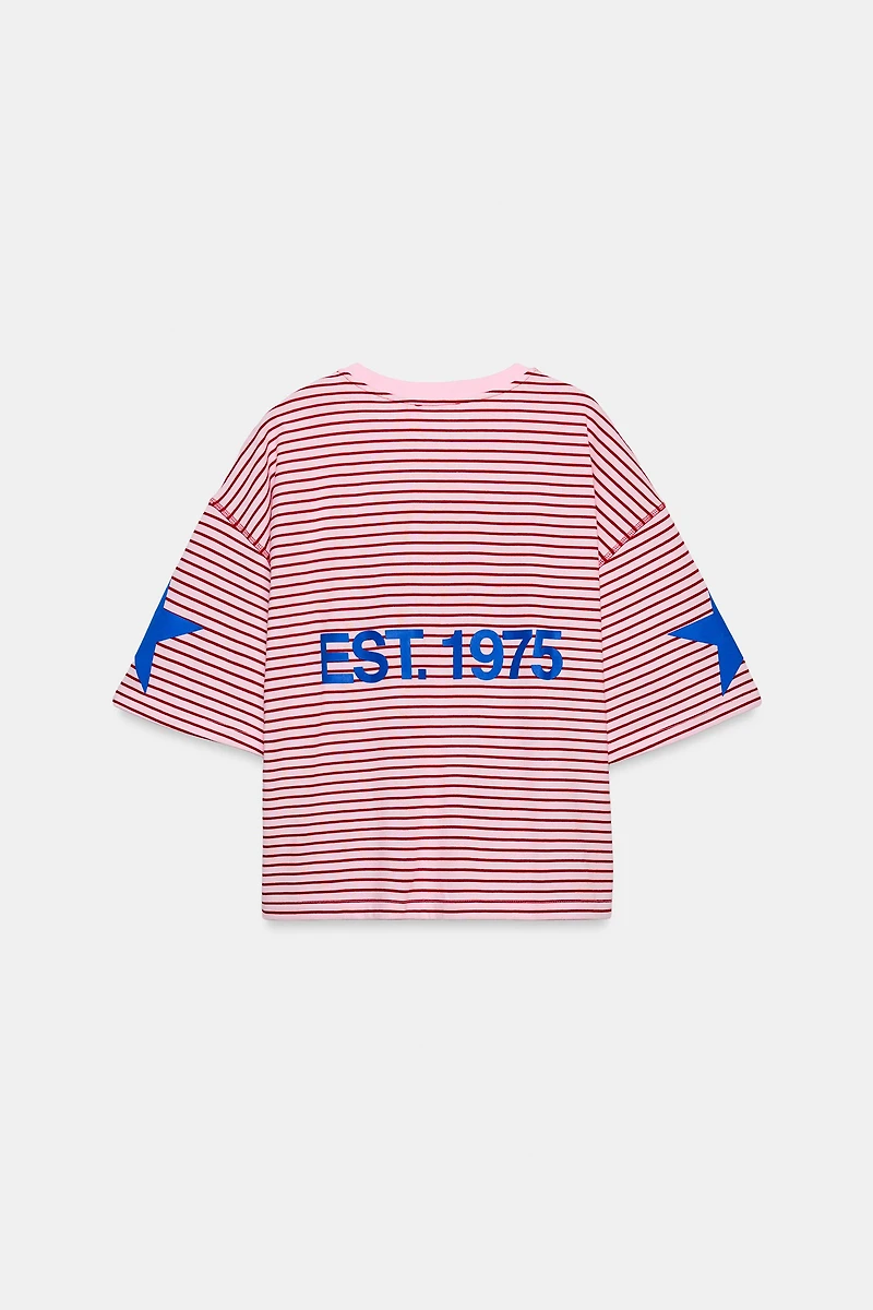 STRIPED TEXT STAR T-SHIRT