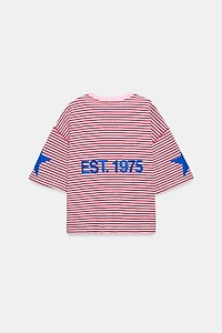 STRIPED TEXT STAR T-SHIRT