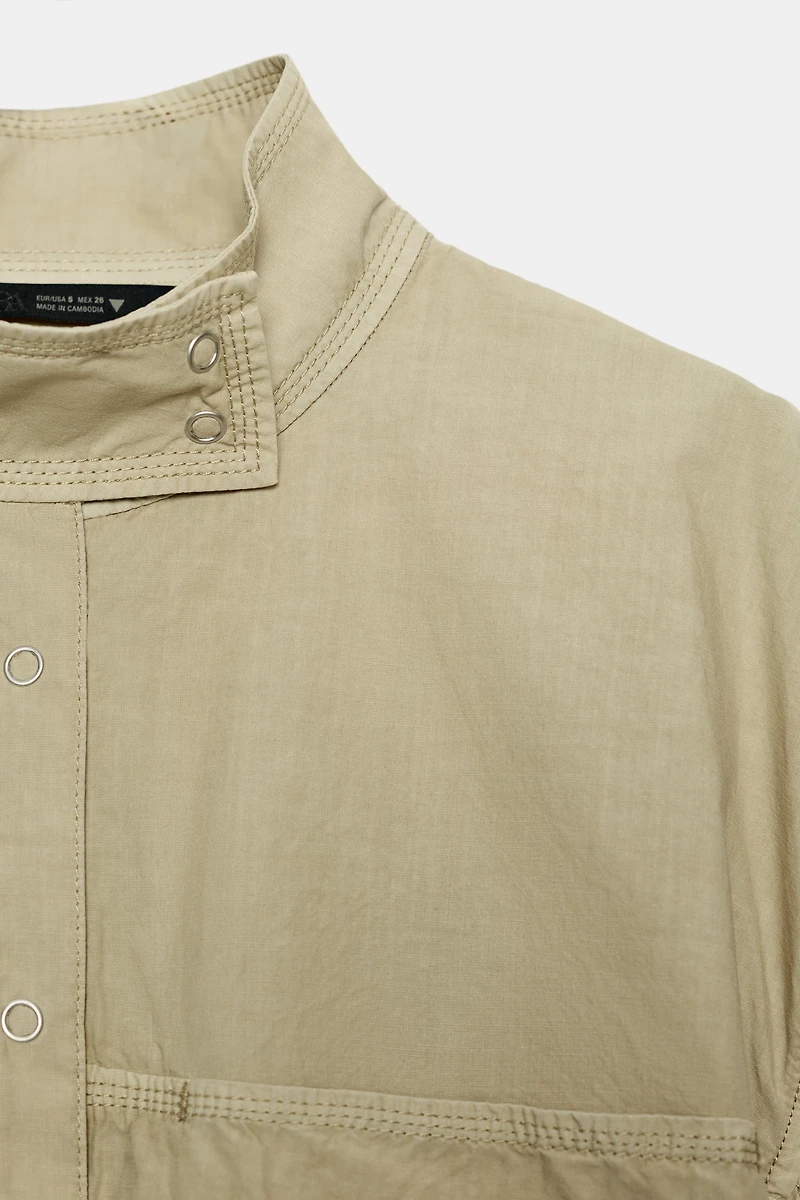 BLOUSON POPELINE EFFET DÉLAVÉ