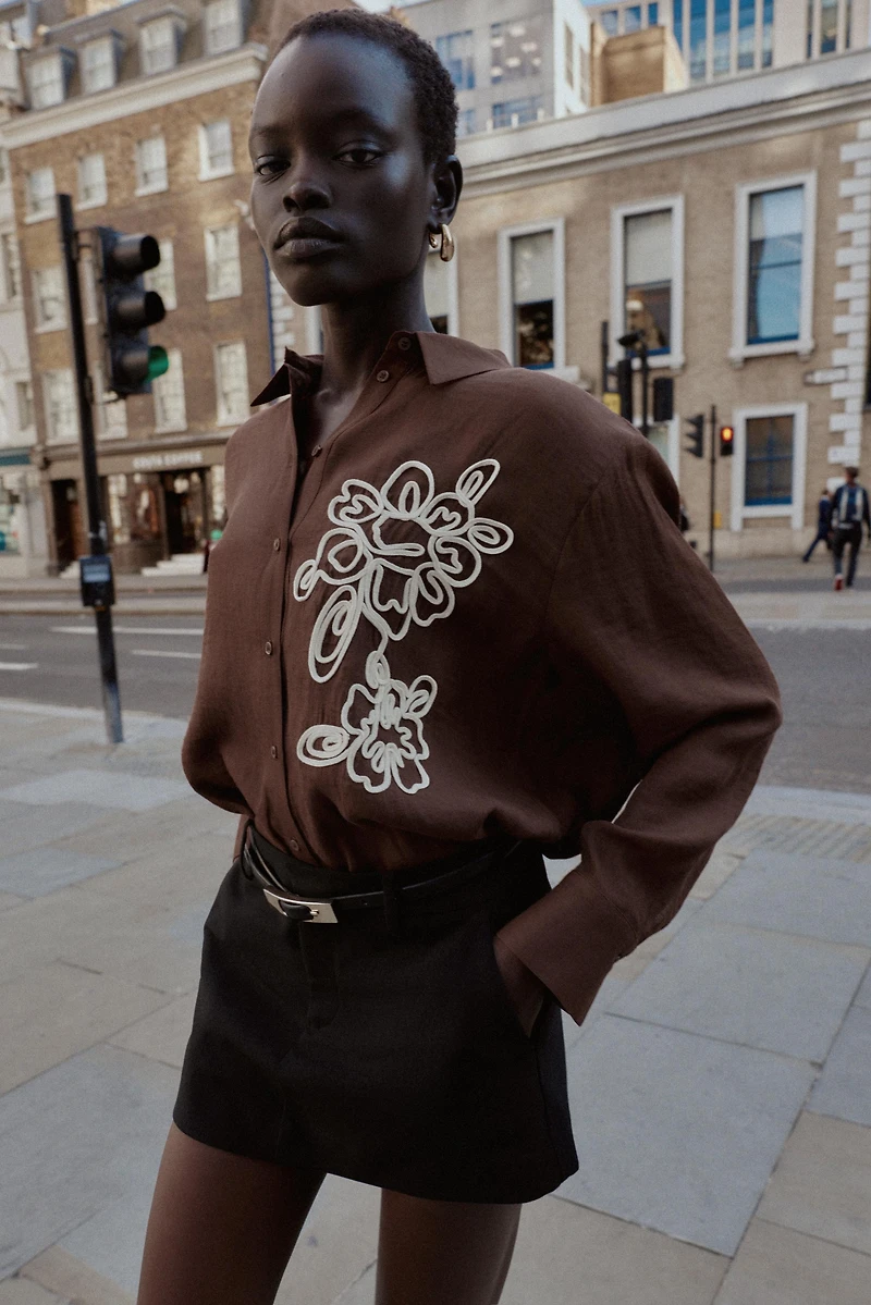 TEXTURED FLORAL SHIRT