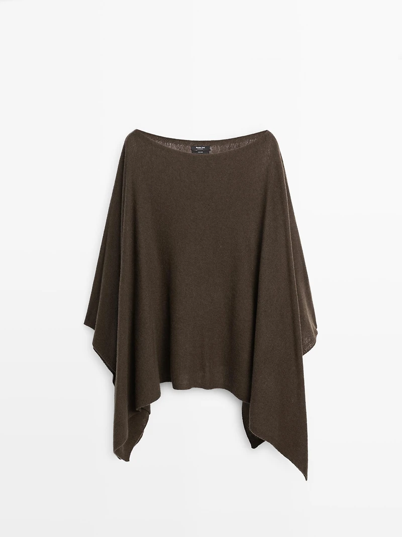 100% wool asymmetric knit cape