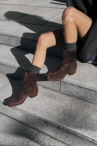 SPLIT LEATHER HEELED ANKLE BOOTS