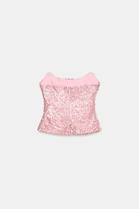 STRAPLESS SEQUIN TOP