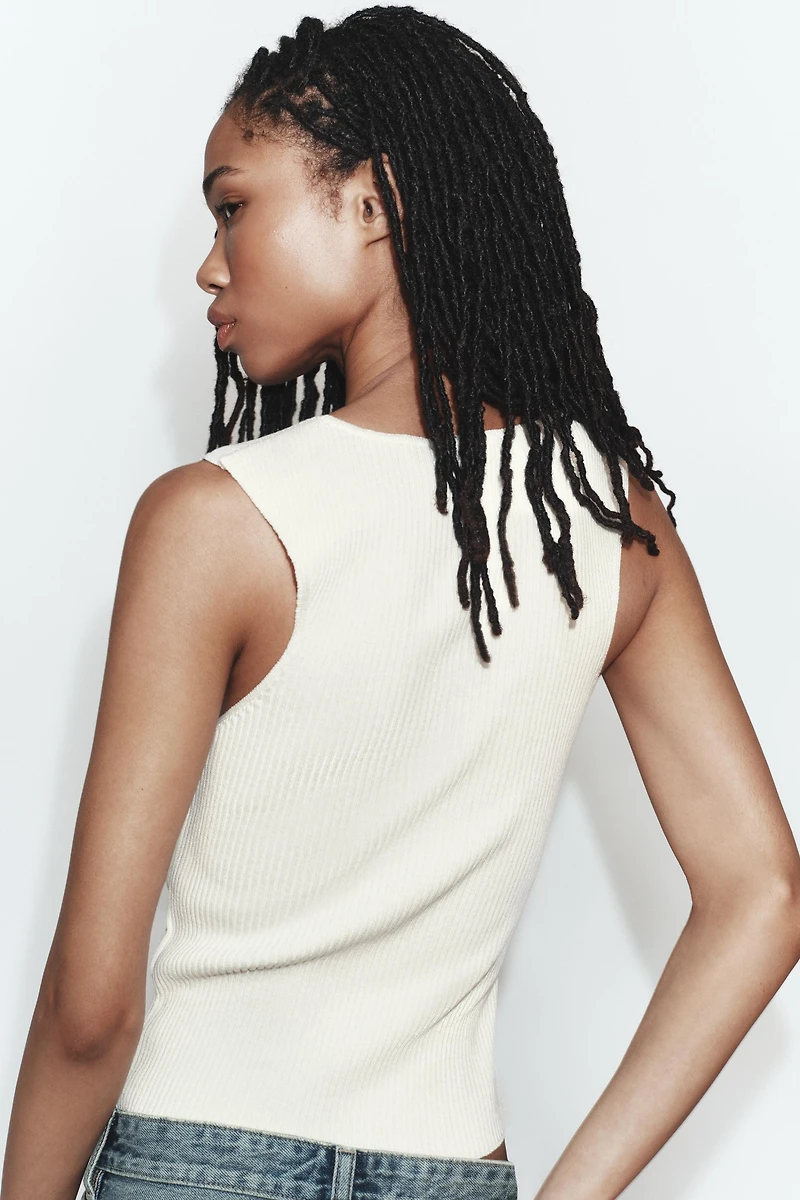 V-NECK RIB KNIT TOP