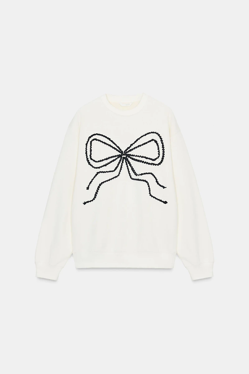 CONTRASTING BOW SWEATSHIRT
