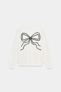 CONTRASTING BOW SWEATSHIRT