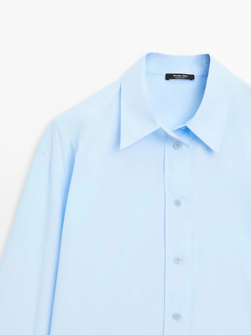 Long 100% cotton poplin shirt