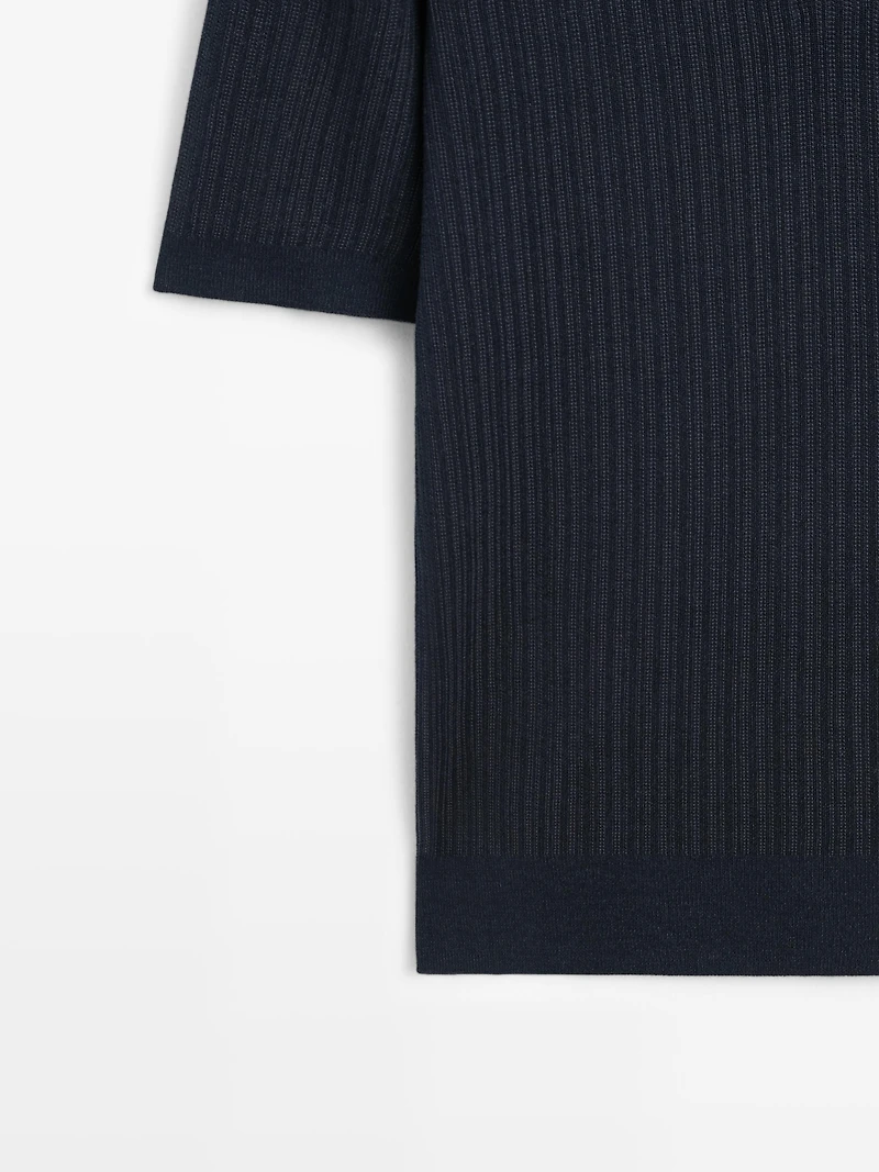 Polo en maille texturée à manches courtes