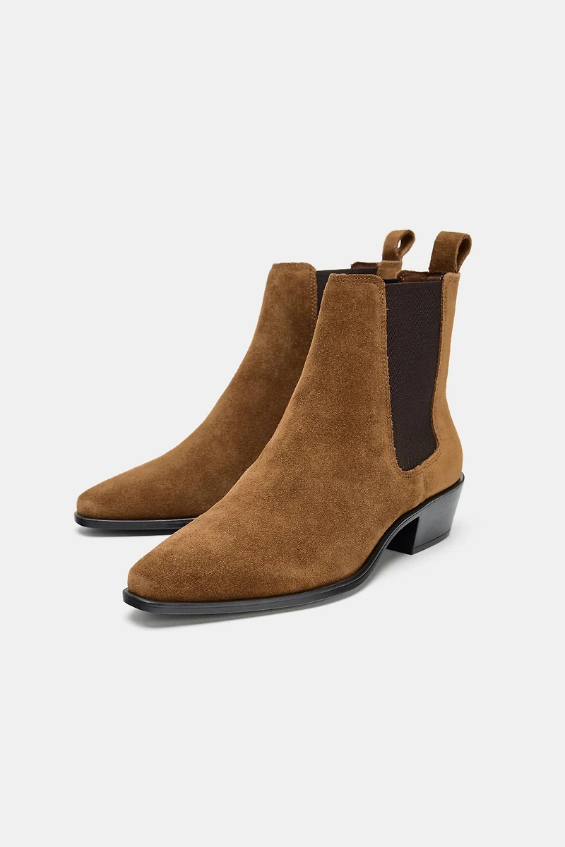 SPLIT LEATHER CHELSEA ANKLE BOOTS