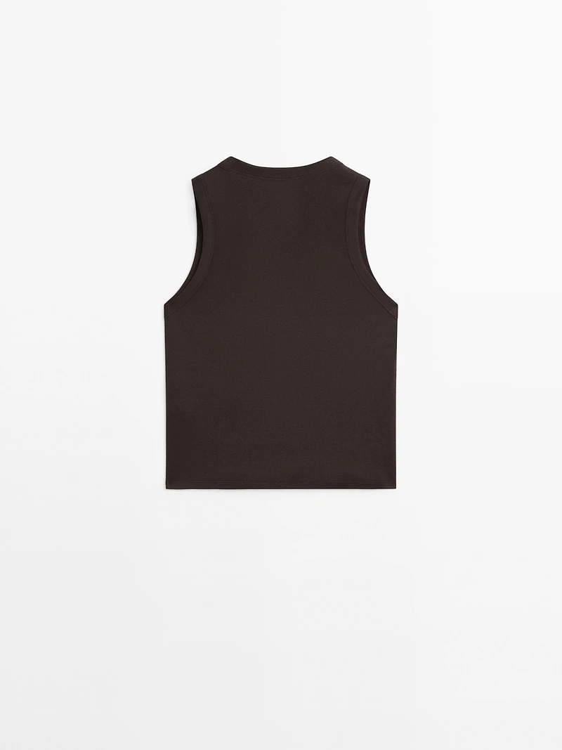 Mercerised cotton V-neck T-shirt