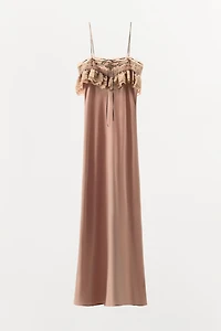 EMBROIDERED DRESS WITH CONTRAST BOW