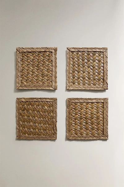 LOT DE 4 DESSOUS DE VERRE EN JONC DE MER