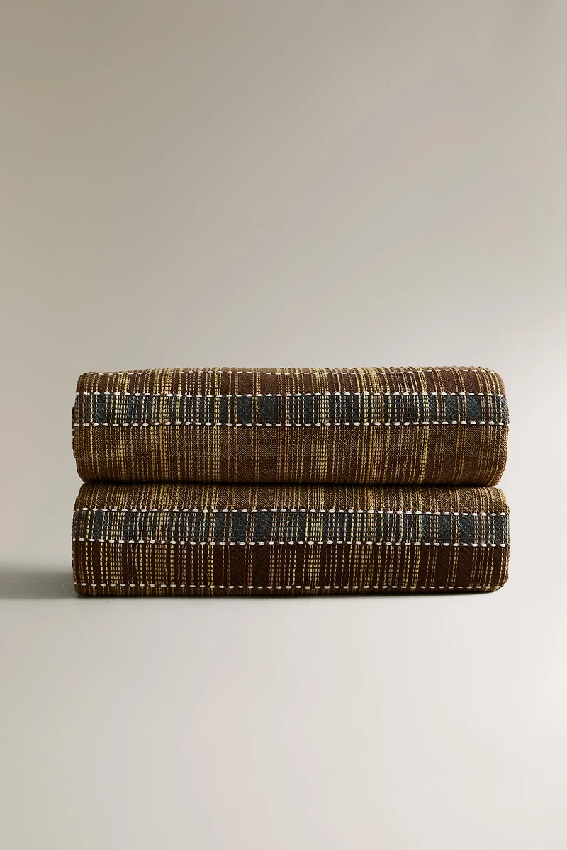 PLAID COTON RAYURES FRANGES